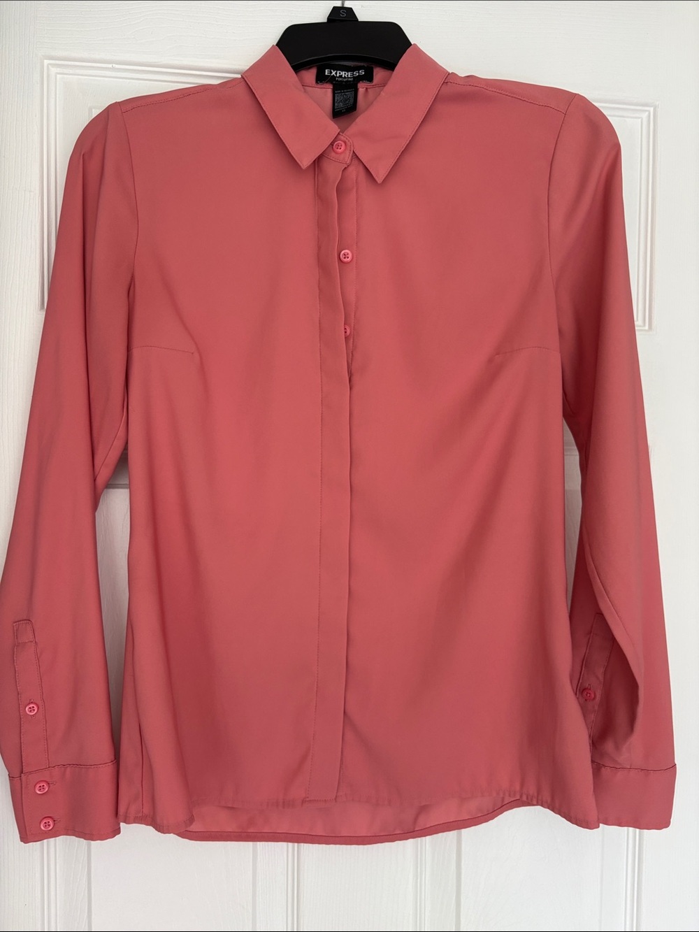 Express Coral Button-Down Collared Blouse